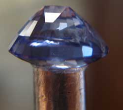 blue sapphire on a dopstick